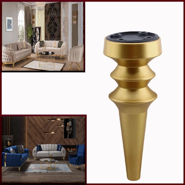 Mobilya Yükseltici Kanepe Koltuk Tv Ünitesi Baza Ayağı Zigon Orta Sehpası Ayak Ayakları 20 cm Mat Altın - Resim 6