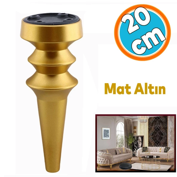 Mobilya Yükseltici Kanepe Koltuk Tv Ünitesi Baza Ayağı Zigon Orta Sehpası Ayak Ayakları 20 cm Mat Altın ürün görseli
