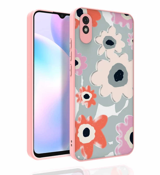 zore Xiaomi Redmi 9A Kılıf Desenli Kamera Korumalı Parlak Zore Nora Kapak-NO5