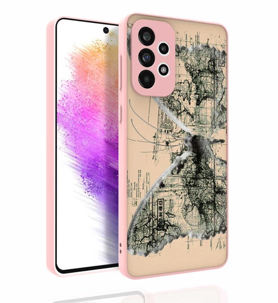 zore Galaxy A73 Kılıf Desenli Kamera Korumalı Parlak Zore Nora Kapak-NO4