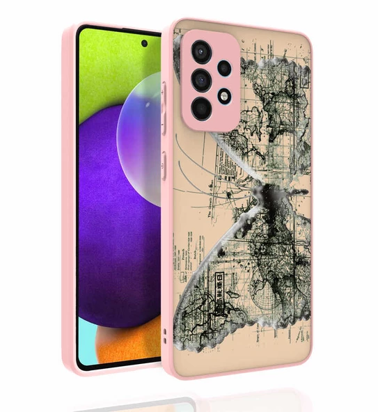 zore Galaxy A52 Kılıf Desenli Kamera Korumalı Parlak Zore Nora Kapak-NO4