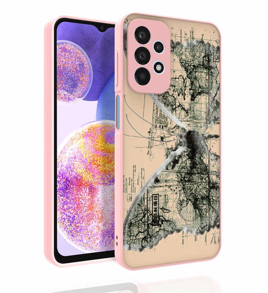 zore Galaxy A23 Kılıf Desenli Kamera Korumalı Parlak Zore Nora Kapak-NO4