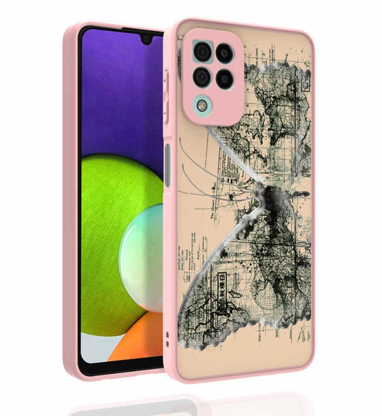 zore Galaxy M32 Kılıf Desenli Kamera Korumalı Parlak Zore Nora Kapak-NO4