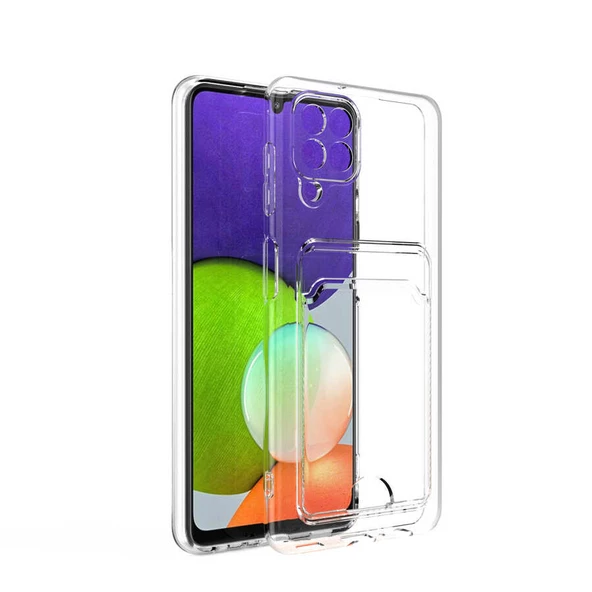 zore Galaxy M32 Kılıf Kartlıklı Şeffaf Zore Setra Clear Silikon Kapak-Renksiz