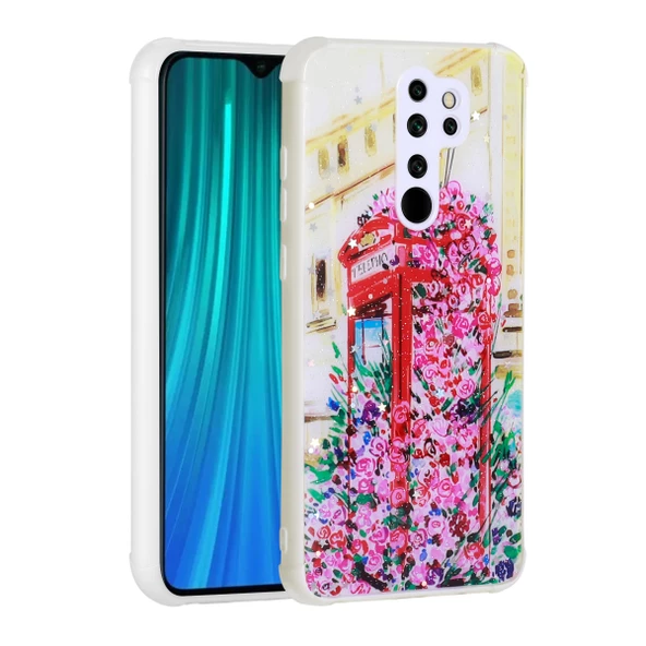 zore Xiaomi Redmi Note 8 Pro Kılıf Simli Desenli Kamera Korumalı Parlak Zore Popy Kapak-Kulübe