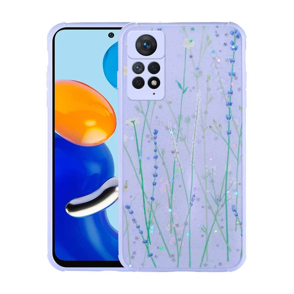 zore Xiaomi Redmi Note 11 Pro 5G Kılıf Simli Desenli Kamera Korumalı Parlak Zore Popy Kapak-Dallar