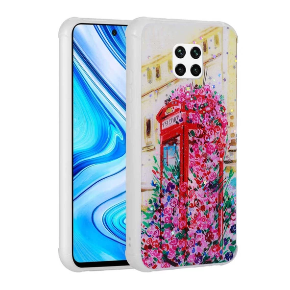 zore Xiaomi Redmi Note 9 Pro Kılıf Simli Desenli Kamera Korumalı Parlak Zore Popy Kapak-Kulübe