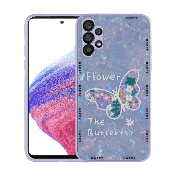 zore Galaxy A13 4G Kılıf Desenli Sert Silikon Zore Mumila Kapak-Lilac Flower