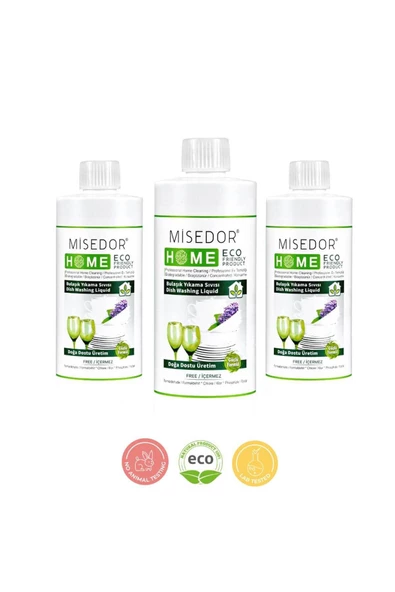 MİSEDOR 3 lü Set Doğal Elde Bulaşık Yıkama Deterjanı 500 ml