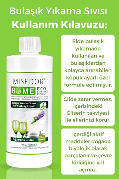 MİSEDOR 3 lü Set Doğal Elde Bulaşık Yıkama Deterjanı 500 ml - 3