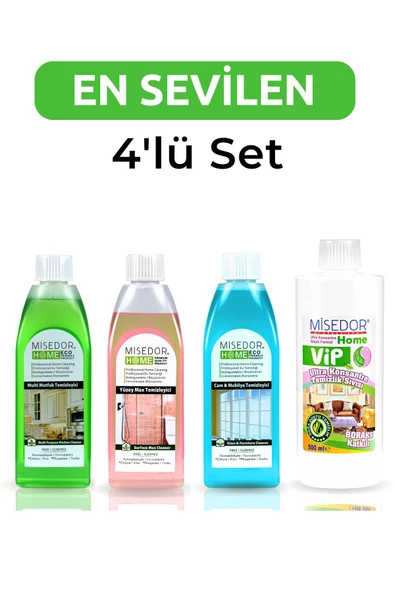 MİSEDOR En Sevilen Ev Temizlik Ve Bakım Seti 4 Ürün