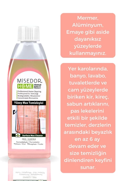 MİSEDOR Doğal Yüzeymax Derz Ve Kireç Temizleyici 400 ml - 3
