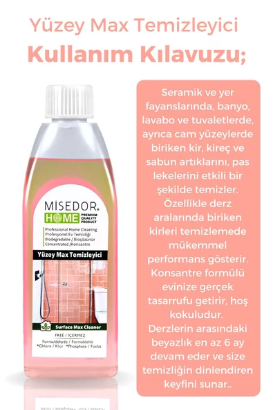 MİSEDOR Doğal Yüzeymax Derz Ve Kireç Temizleyici 400 ml - 4