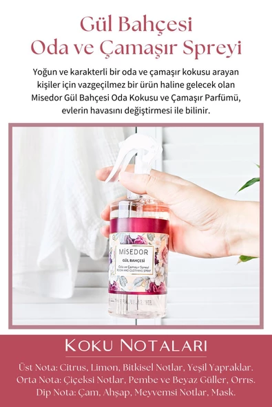 MİSEDOR 2 Li Set Gül Bahçesi Ve Vanilya Oda Kokusu Ve Çamaşır Spreyi 330 ml - 3