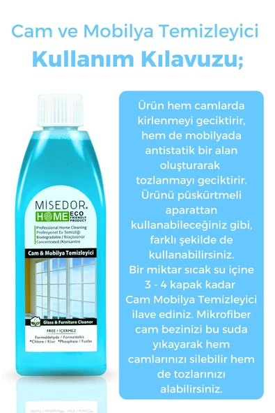 MİSEDOR Doğal Cam Ve Mobilya Temizleyici 400 ml - 4