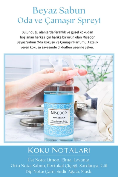 MİSEDOR 2 Li Set Beyaz Sabun Ve Saray Çiçeği Oda Kokusu Ve Çamaşır Spreyi 330 ml - 2
