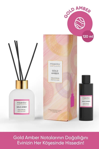 MİSEDOR 2 Li Set Gold Amber Çubuklu Oda Kokusu 120 ml & Oda Spreyi 330 ml - 3