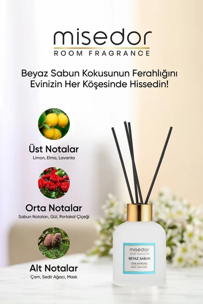 MİSEDOR Beyaz Sabun Çubuklu Oda Kokusu 120 ml - 5
