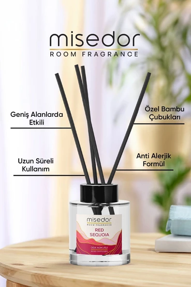 MİSEDOR 2 li Set Red Sequoia Çubuklu Oda Kokusu 120 ml & Oda Spreyi 500 ml - 5