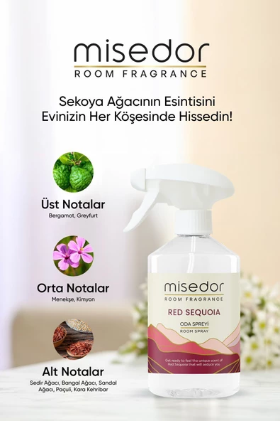 MİSEDOR Red Sequoia Oda Kokusu Ve Çamaşır Spreyi 500 ml - 4