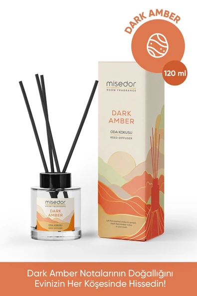 MİSEDOR 2 li Set Dark Amber Çubuklu Oda Kokusu 120 ml & Oda Spreyi 500 ml - 3