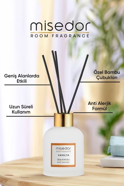 MİSEDOR 2 Li Set Vanilya Çubuklu Oda Kokusu 120 ml & Oda Spreyi 330 ml - 5