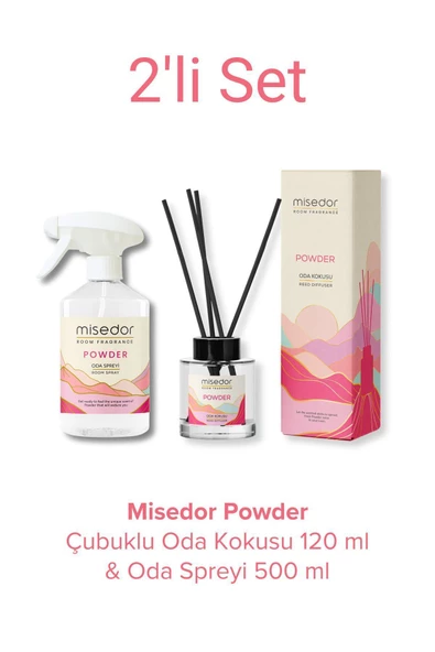 MİSEDOR 2 li Set Powder Çubuklu Oda Kokusu 120 ml & Oda Spreyi 500 ml - 2