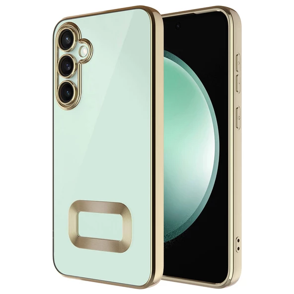 zore Galaxy S24 Plus Kılıf Kamera Korumalı Logo Gösteren Zore Omega Kapak-Gold