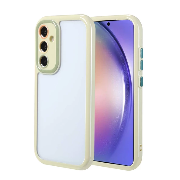 zore Galaxy A54 Kılıf Kamera Korumalı Renkli Kenar ve Çerçeve Tasarımlı Zore Vitamin Kapak-Yeşil