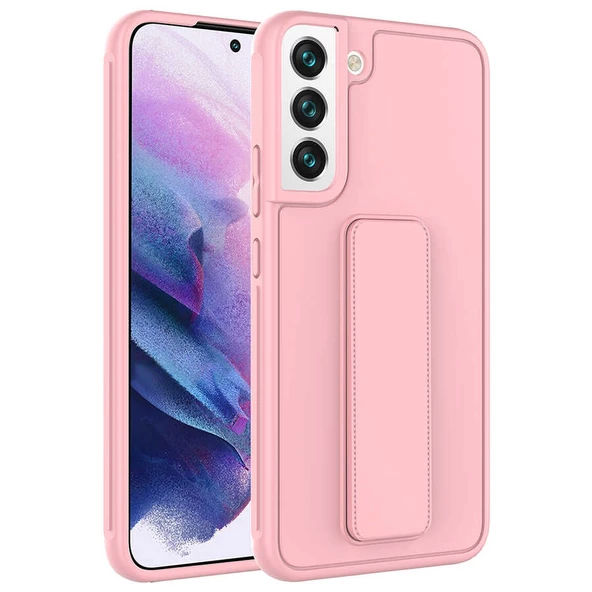 zore Galaxy S22 Plus Kılıf Zore Qstand Kapak-Pembe