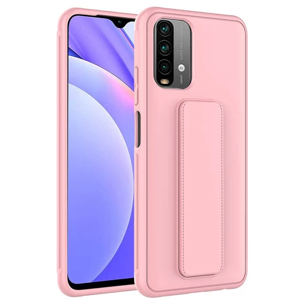 zore Xiaomi Redmi Note 10S Kılıf Zore Qstand Kapak-Pembe