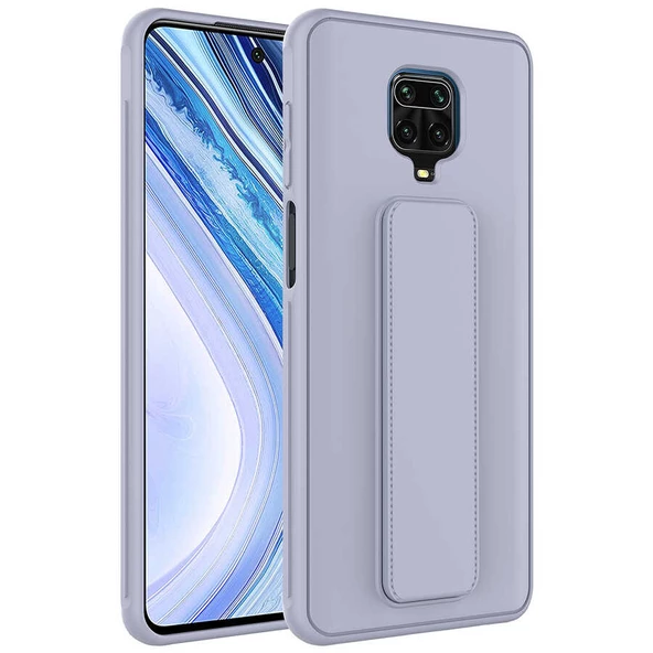 zore Xiaomi Redmi Note 9 Pro Kılıf Zore Qstand Kapak-Gri