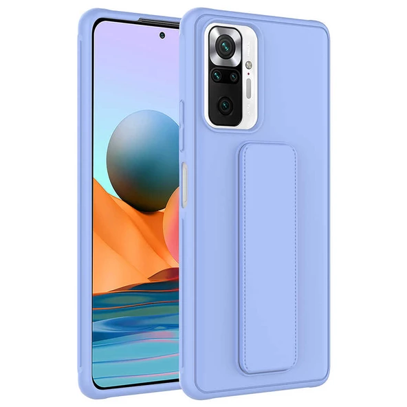 zore Xiaomi Redmi Note 10 Pro Kılıf Zore Qstand Kapak-Lila