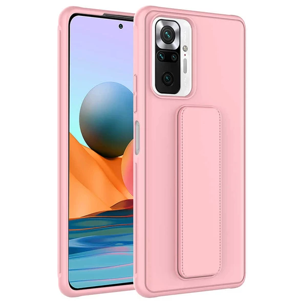 zore Xiaomi Redmi Note 10 Pro Kılıf Zore Qstand Kapak-Pembe