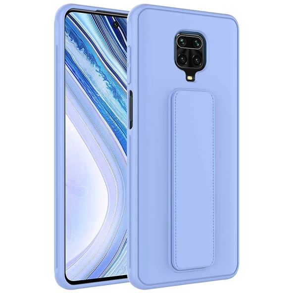 zore Xiaomi Redmi Note 9 Pro Kılıf Zore Qstand Kapak-Lila