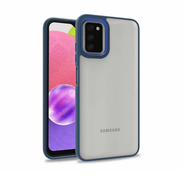 zore Galaxy A03S Kılıf Zore Flora Kapak-Mavi