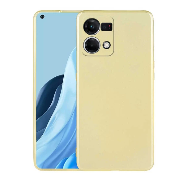 zore Oppo Reno 7 4G Kılıf Zore Premier Silikon Kapak-Gold