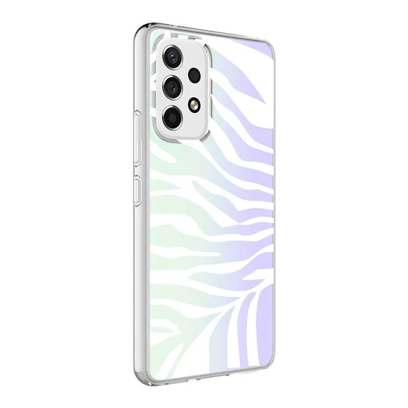 zore Galaxy A13 4G Kılıf Zore M-Blue Desenli Kapak-Zebra No1