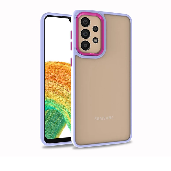 zore Galaxy A72 Kılıf Zore Flora Kapak-Lila