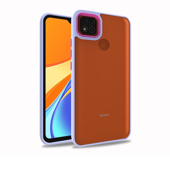 zore Xiaomi Redmi 9C Kılıf Zore Flora Kapak-Lila