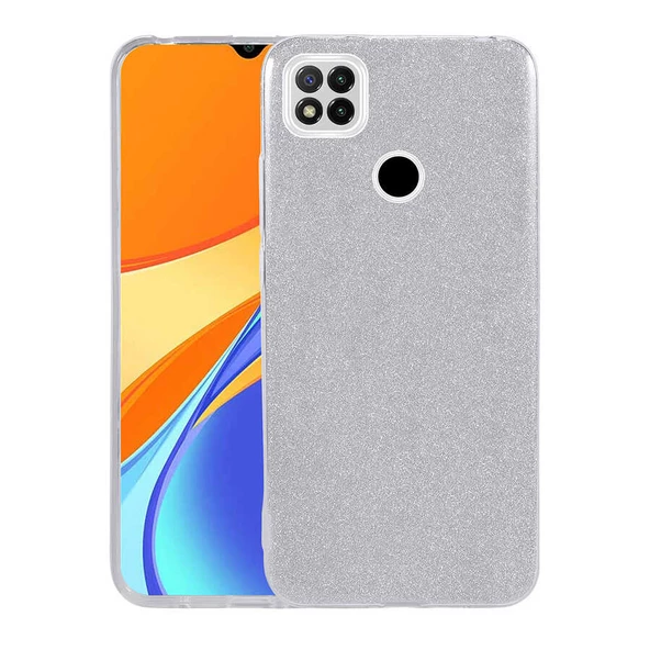 zore Xiaomi Redmi 9C Kılıf Zore Shining Silikon-Gümüş