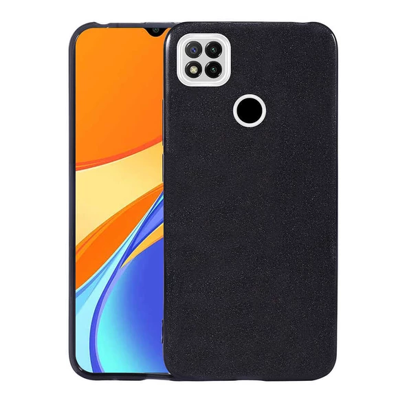 zore Xiaomi Redmi 9C Kılıf Zore Shining Silikon-Siyah