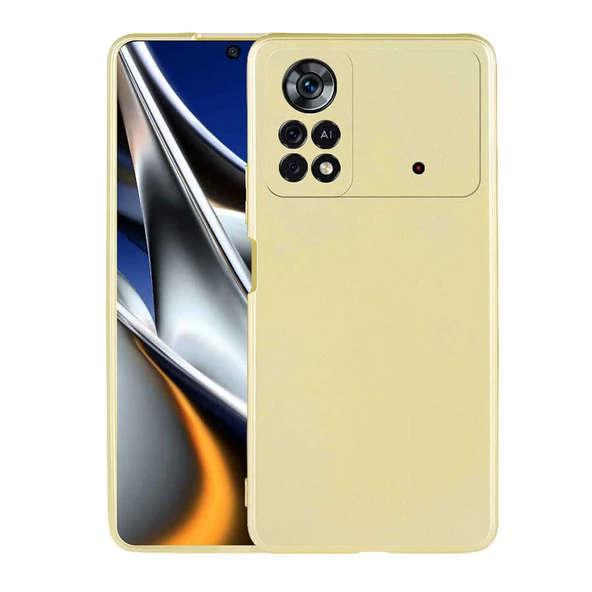 zore Xiaomi Poco M4 Pro 4G Kılıf Zore Premier Silikon Kapak-Gold