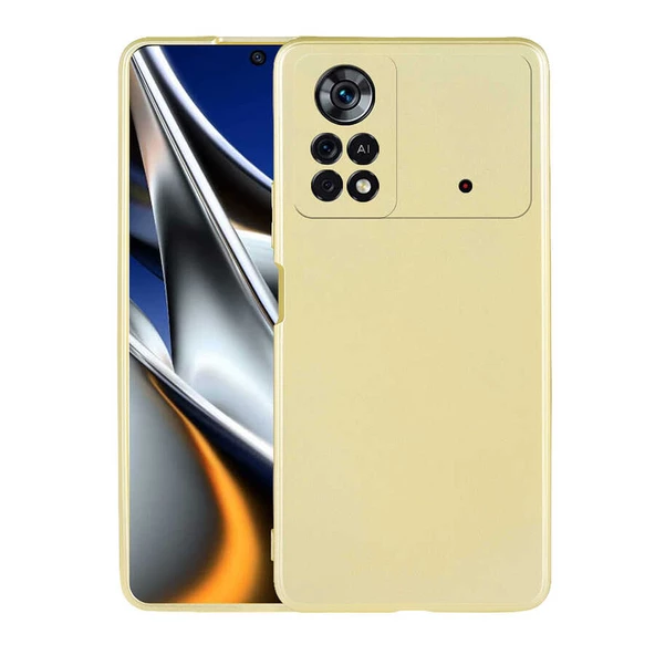 zore Xiaomi Poco X4 Pro 5G Kılıf Zore Premier Silikon Kapak-Gold