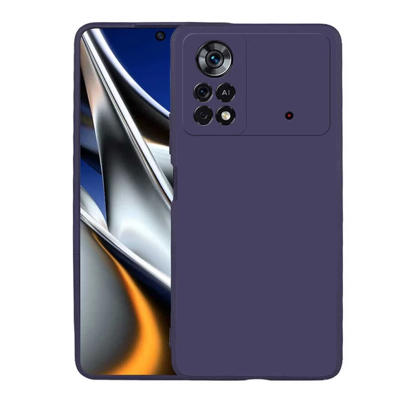 zore Xiaomi Poco X4 Pro 5G Kılıf Zore Premier Silikon Kapak-Lacivert