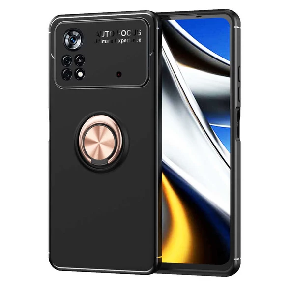 zore Xiaomi Poco X4 Pro 5G Kılıf Zore Ravel Silikon Kapak-Siyah-Rose Gold