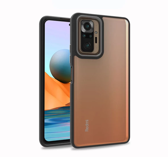 zore Xiaomi Redmi Note 10 Pro Kılıf Zore Flora Kapak-Siyah