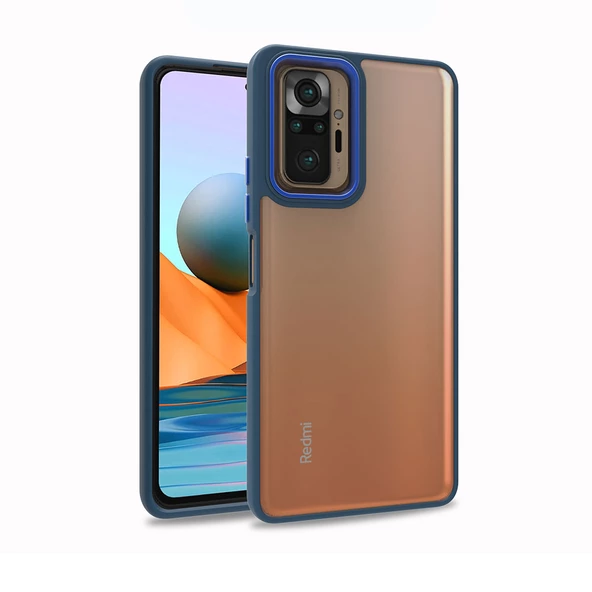 zore Xiaomi Redmi Note 10 Pro Kılıf Zore Flora Kapak-Mavi