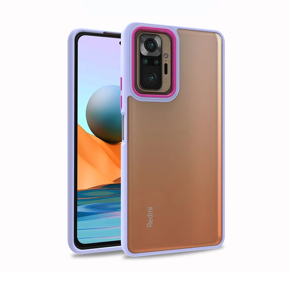 zore Xiaomi Redmi Note 10 Pro Kılıf Zore Flora Kapak-Lila