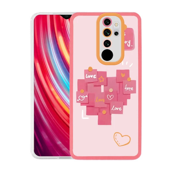 zore Xiaomi Redmi Note 8 Pro Kılıf Zore M-Fit Desenli Kapak-Love Story No2